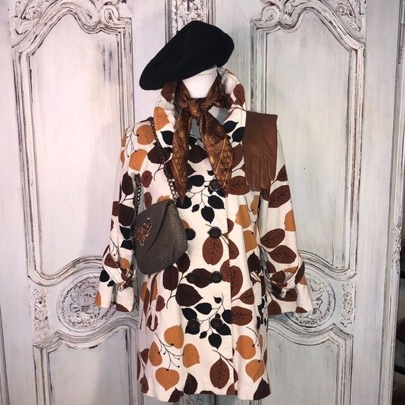Elevenses 100% Cotton Shell Gorgeous Fall Leave Print Coat / Jacket Size 2 - Picture 1 of 12